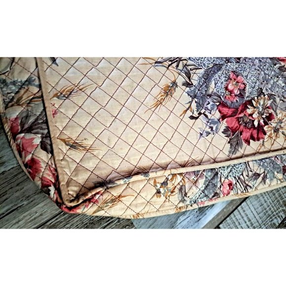 Vintage Square Quilted Tablecloth Cover Pink Blue Floral Mid Century 30" - Picture 4 of 5